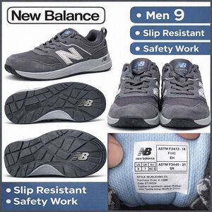 New Balance Safety Work Sneakers Men US 9 Gray Steel Toe EH Slip Resistant Shoes